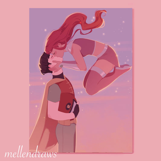 Robin and Starfire Inspired Print